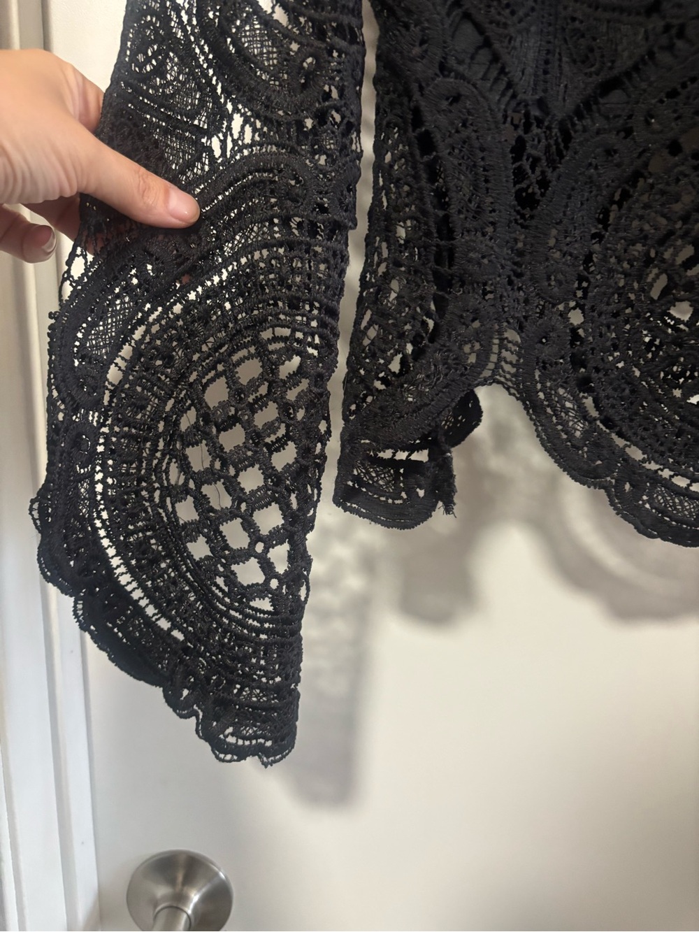 Windsor Black Crochet Lace High-Neck Long-Sleeve Top - Picture 3 of 7